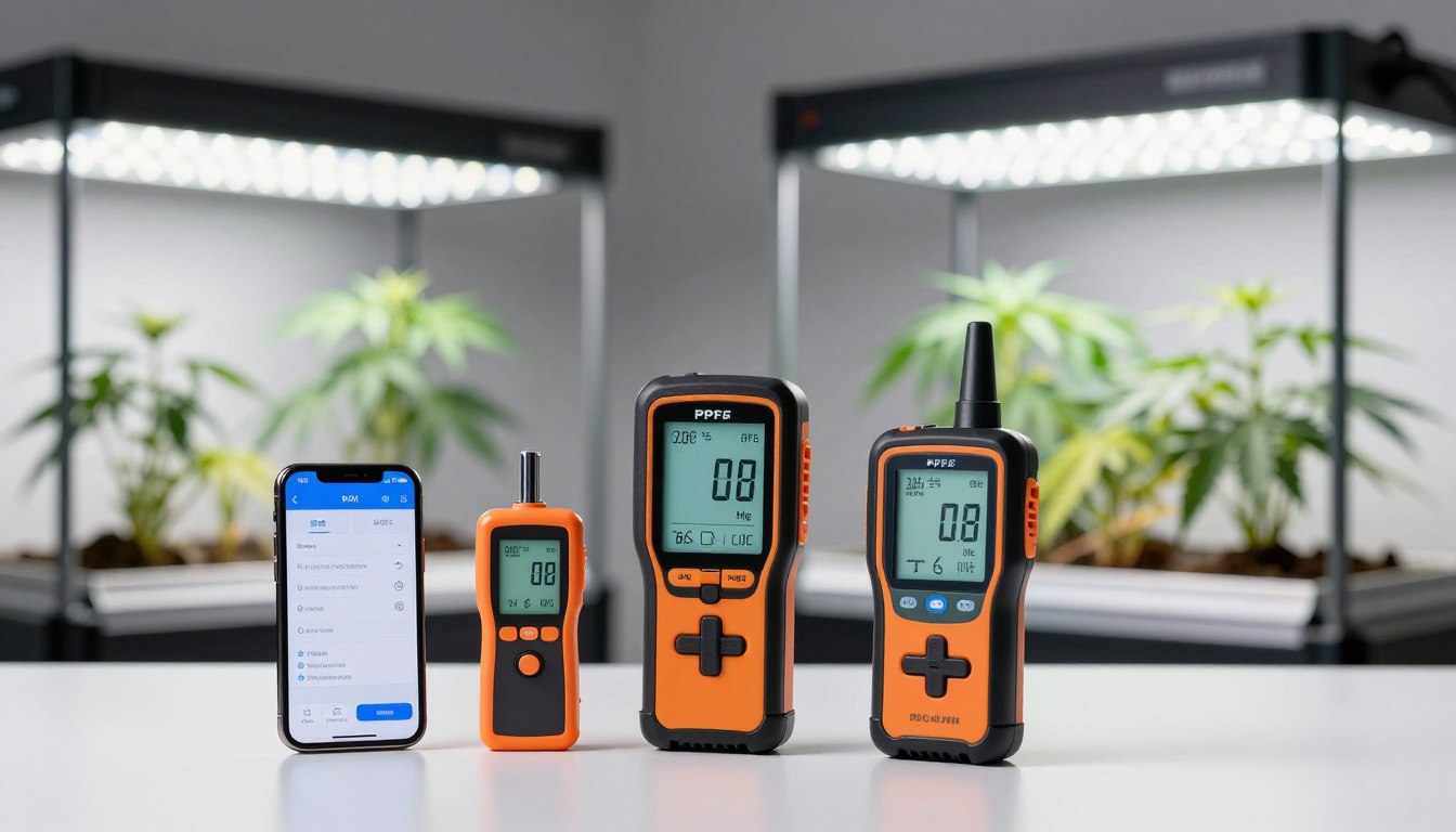 Verschiedene PPFD Messgeräte im Vergleich mit einer Indoor-Grow-Anlage