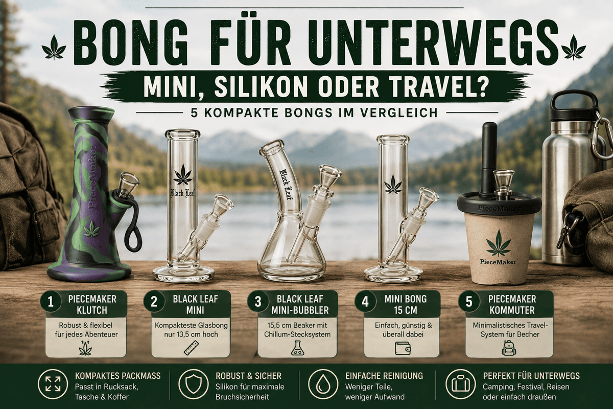 Bong für unterwegs: 5 Mini-, Silikon- & Travel-Bongs im Vergleich