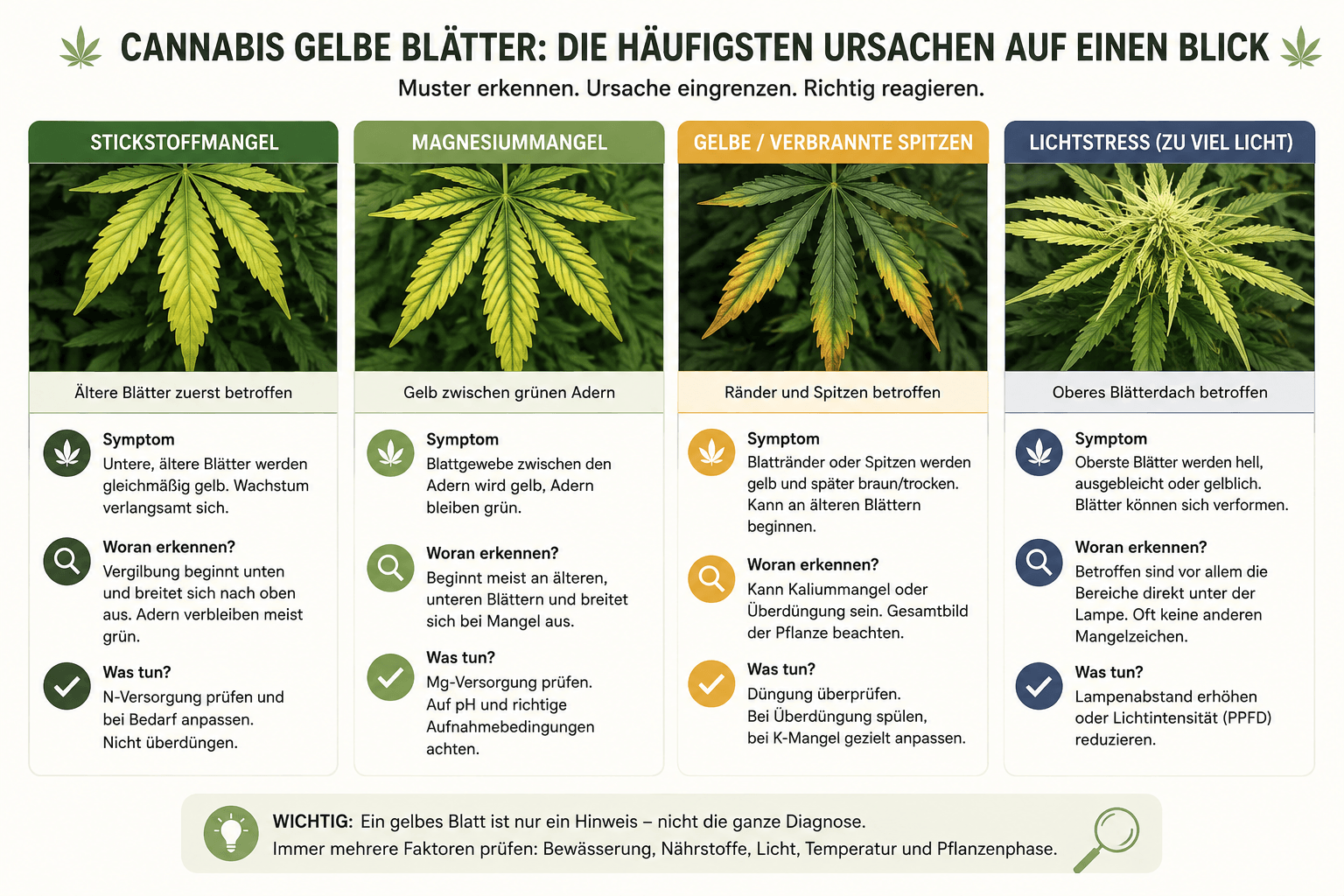 Cannabis gelbe Blätter: Ursachen erkennen & richtig reagieren
