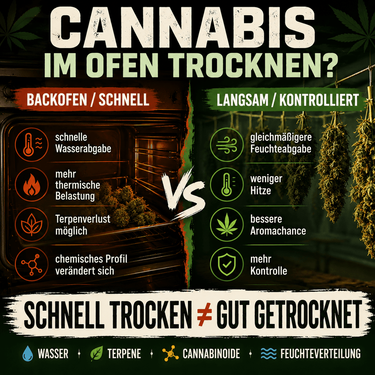 Cannabis im Ofen trocknen: Warum Schnelltrocknen problematisch ist