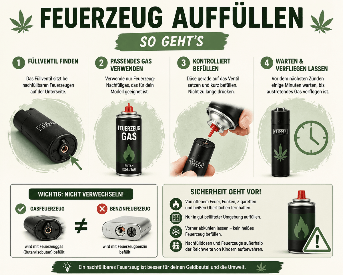 Feuerzeug auffüllen: Gasfeuerzeug & Clipper richtig nachfüllen