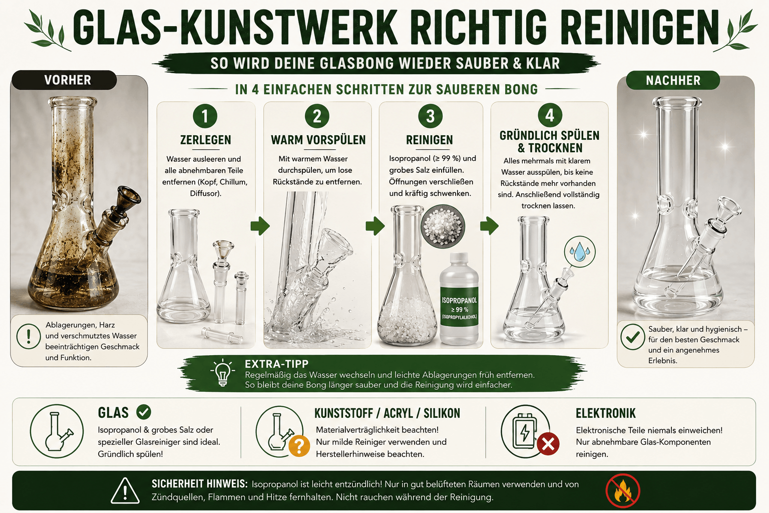 Bong reinigen: So bekommst du deine Glasbong wieder sauber
