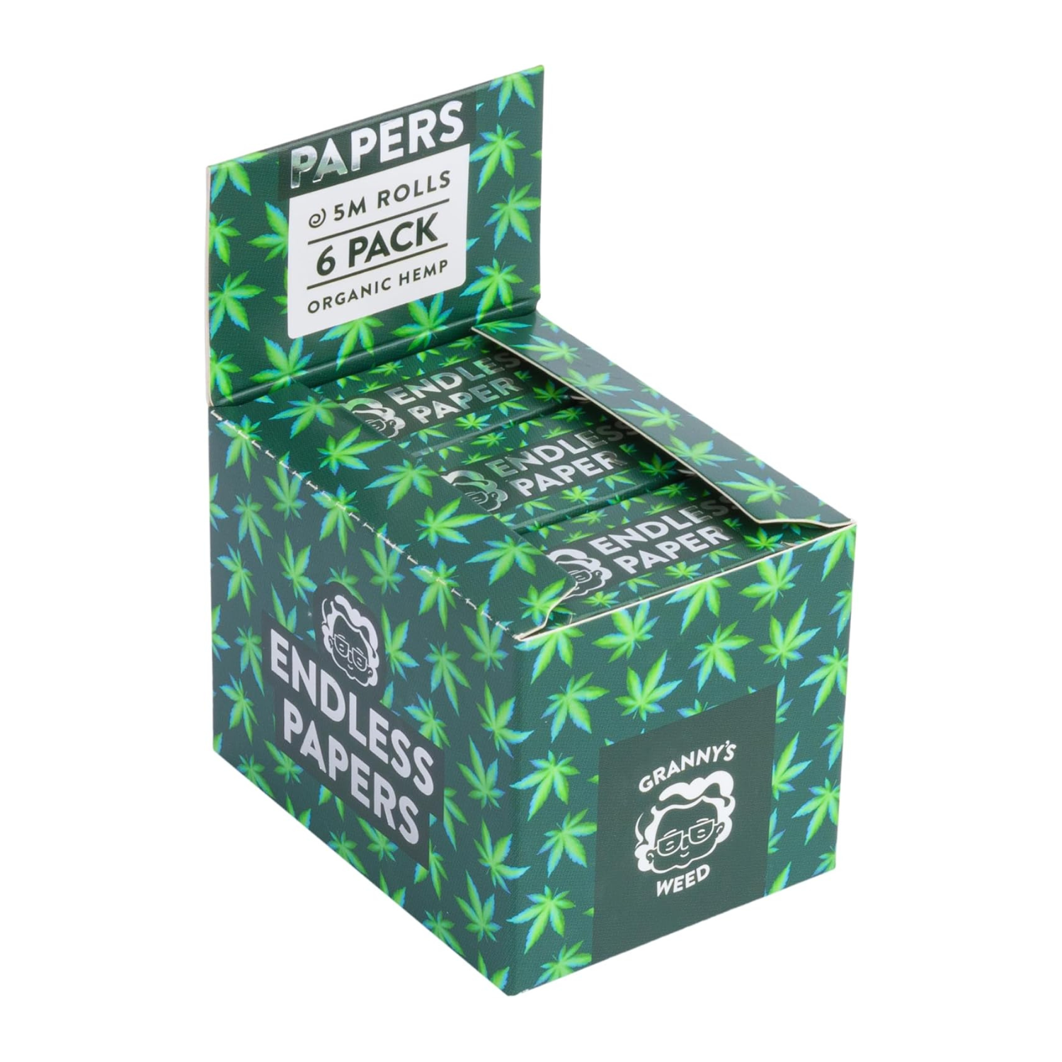 6x Granny's® Organic Hanf Endless Papers | 45 mm breit | 5 Meter pro Rolle | Aus Hanfpapier | Blättchen zum Drehen in individueller Länge | Natürlicher Roll Genuss | Drehfreiheit - Grannys Weed