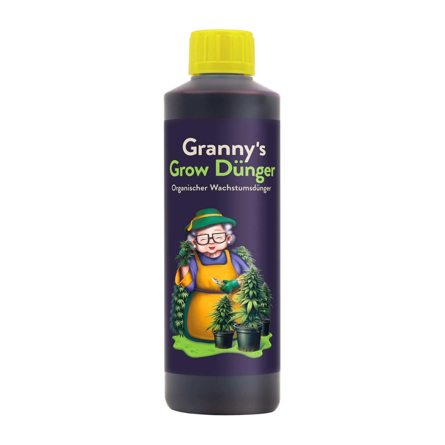 GRANNY’S Organischer-Grow-Dünger I Flüssigdünger für alle Wachstumsphasen der Hanfpflanze I Omas Bio-Dünger I Einfach und effektiv Düngen I Für Indoor & Outdooranbau I 500ml - Grannys Weed