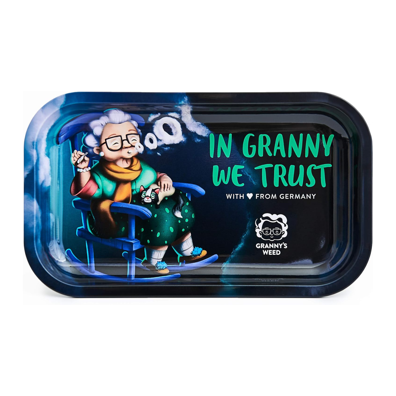 Metall Rolling Tray – Große Drehunterlage & Bauunterlage für Joints - Grannys Weed