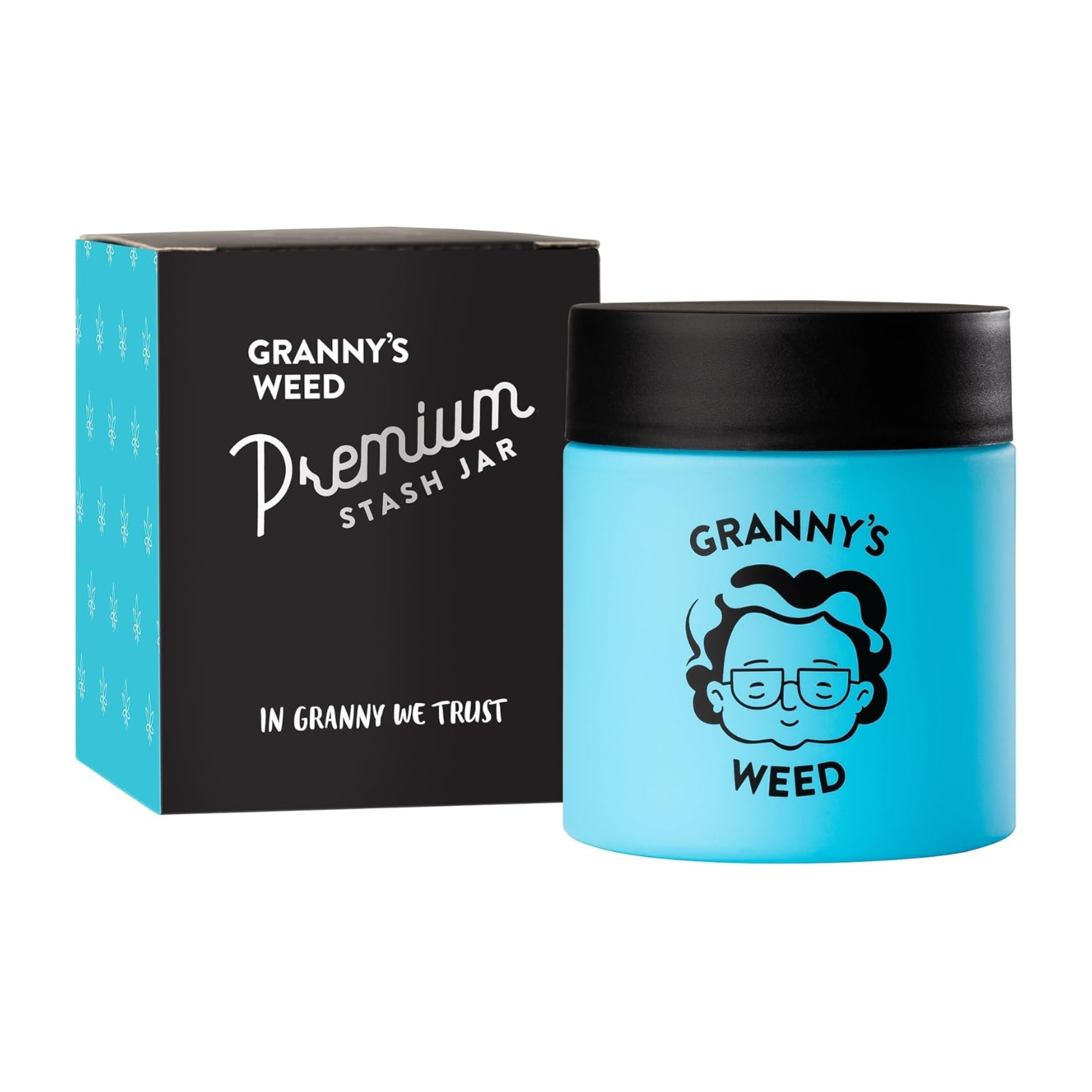 Granny's® Premium Stash Jar | Omas Kräuterglas | Bis zu 8 Gramm Fassungsvermögen | Blau | 100% Geruchsdicht | UV-Schutz Garantie | Geschenke Set | Mit Kindersicherung im Deckel | 120 ml | Wasserdicht