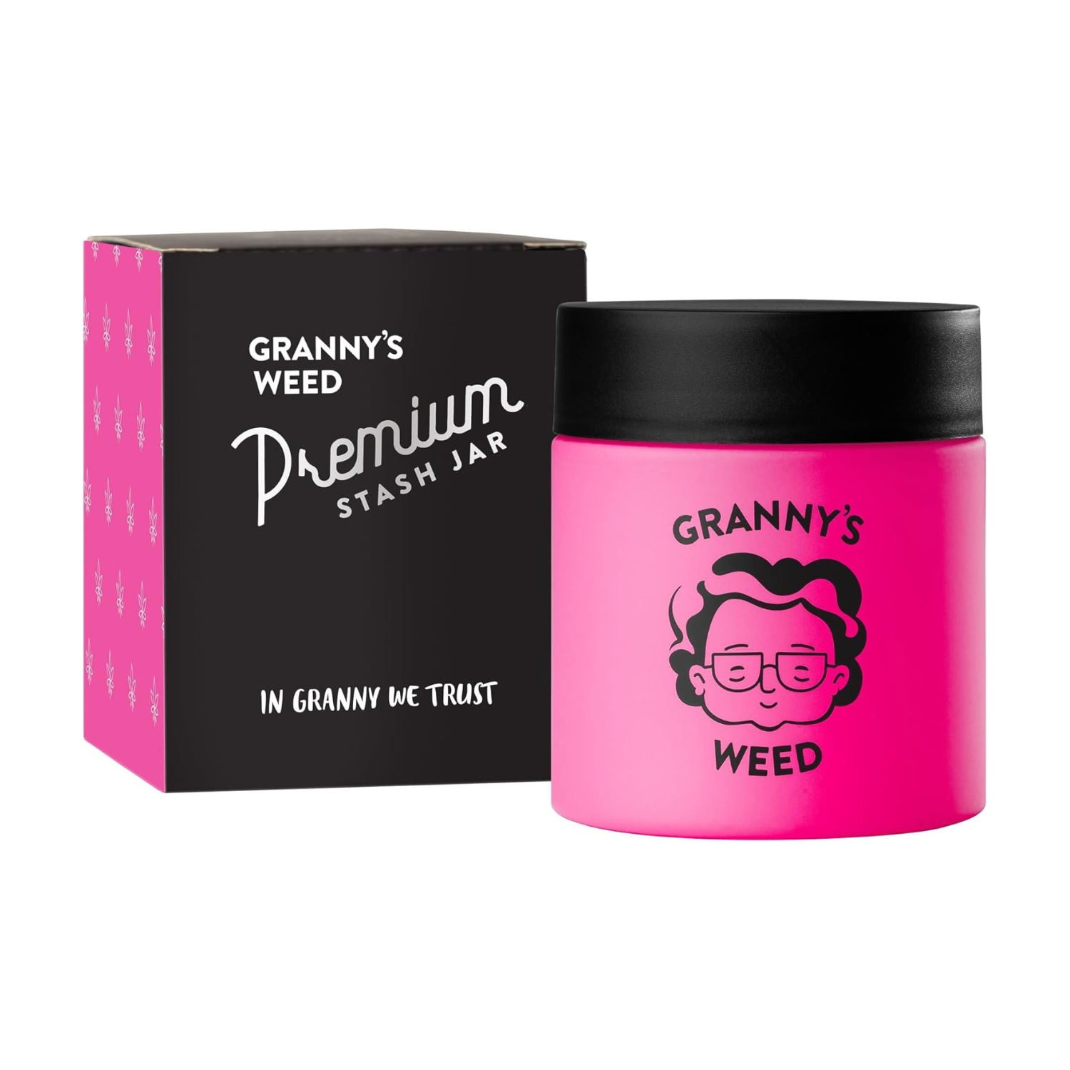 Granny's® Premium Stash Jar | Omas Kräuterglas | Bis zu 8 Gramm Fassungsvermögen | Pink | 100% Geruchsdicht | UV-Schutz Garantie | Geschenke-Set | Mit Kindersicherung im Deckel | 120 ml | Brokkoliglas