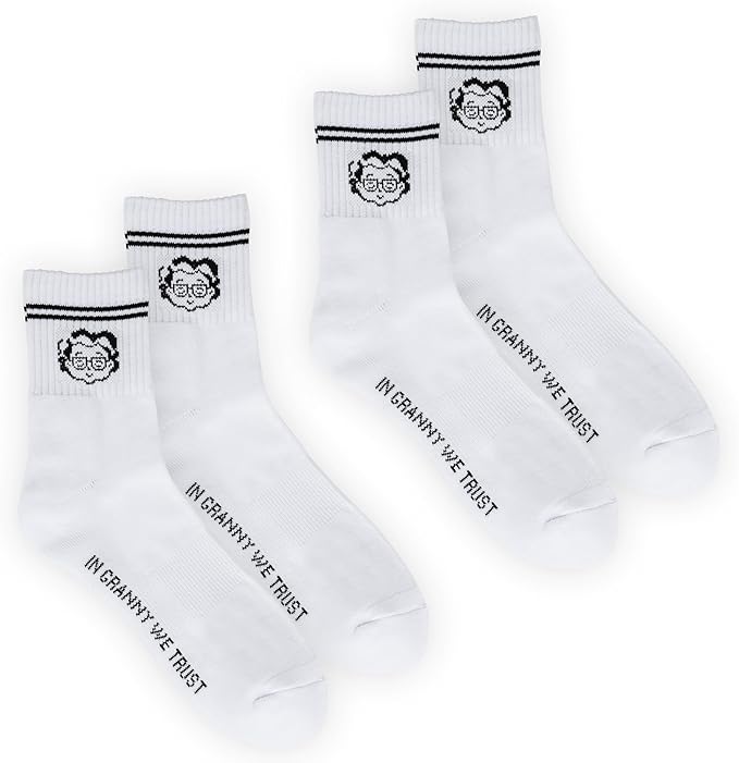 Granny's Premium Socken in Weiß | 2 Stück | Stilvolle Komfortsocken mit Unikat Oma-Symbol – Hochwertig & Langlebig – Größe 39-42