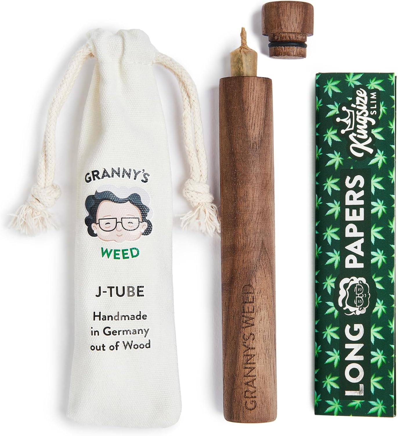 Grannys Premium Joint-Hülle aus Holz | 14 cm | Joint Tube geruchsdicht | Transport Case in Walnuss | Handmade | Für Zigaretten & Blunts aller Art