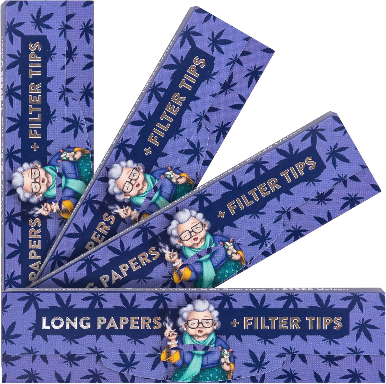 24x Granny's® new Long Papers mit Filtertips | 108 x 45 mm | King Size | 36 Blatt ungebleicht | 36 Tips | King Size | OmasRawpapers | Zellstoff Long Papers - Grannys Weed