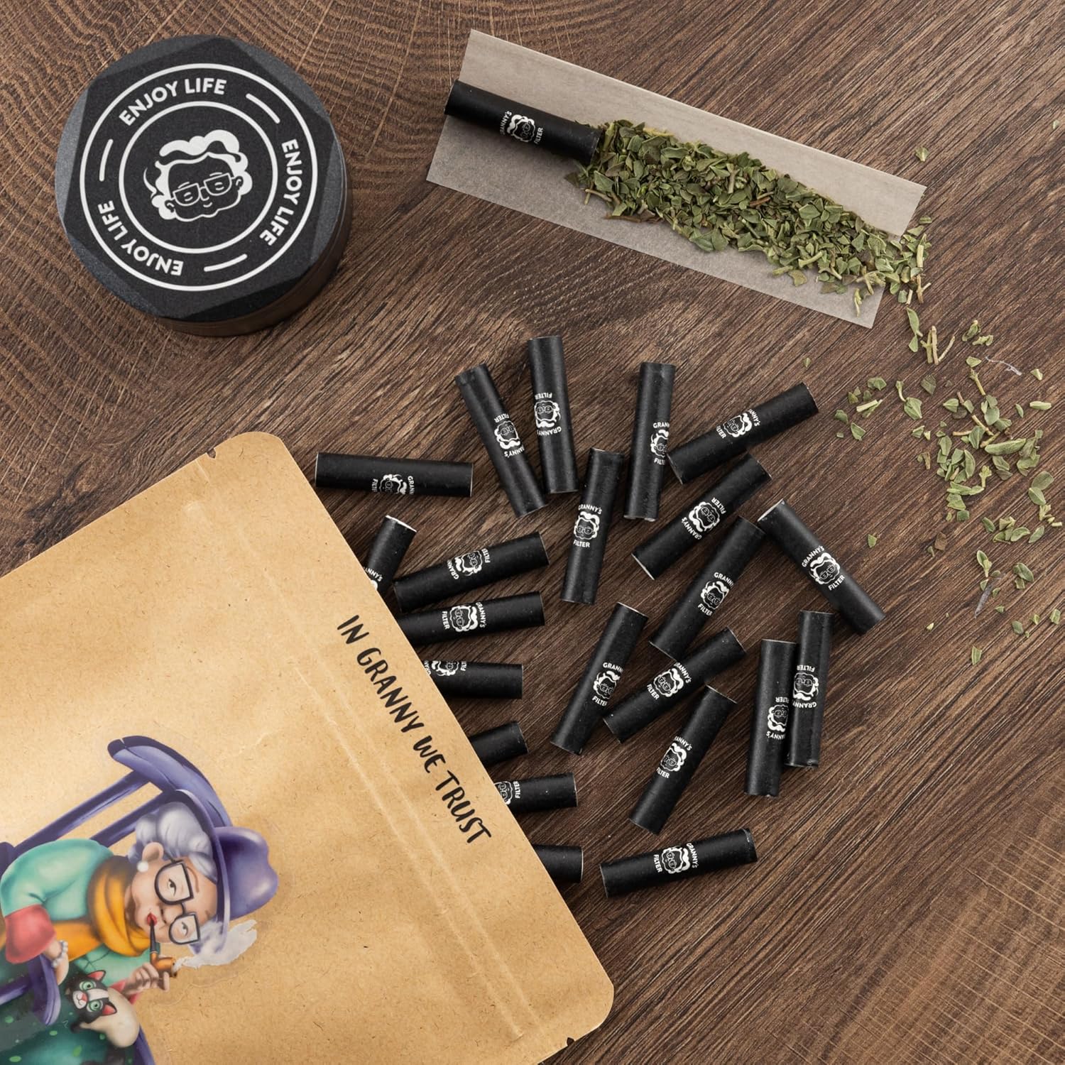 Granny's Exclusive Aktivkohlefilter | Ø 9 mm Filtertips | 120 Stück in Schwarz | Pfeifenfilter für Selbstdreher | Aus veganer Kokosaktivkohle | Für alle handelsüblichen Pfeifen geeignet - Grannys Weed