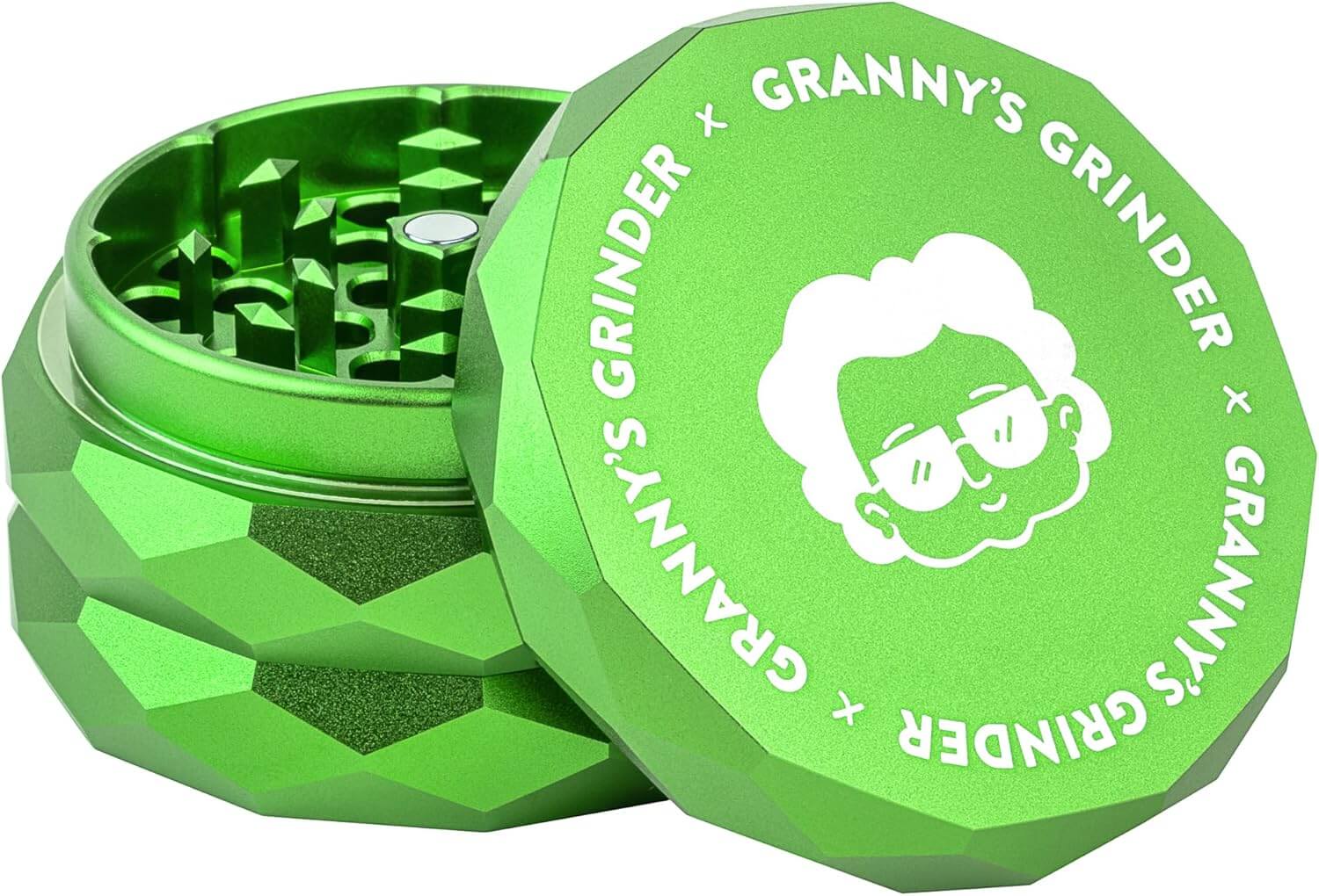 Aluminium Grinder 63 mm – Lila, 4-teilig mit Pollensieb - Grannys Weed