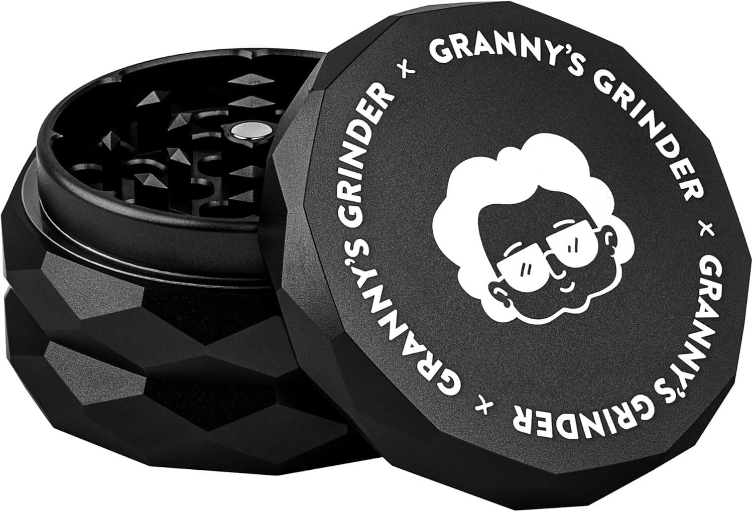Aluminium Grinder 63 mm – Lila, 4-teilig mit Pollensieb - Grannys Weed