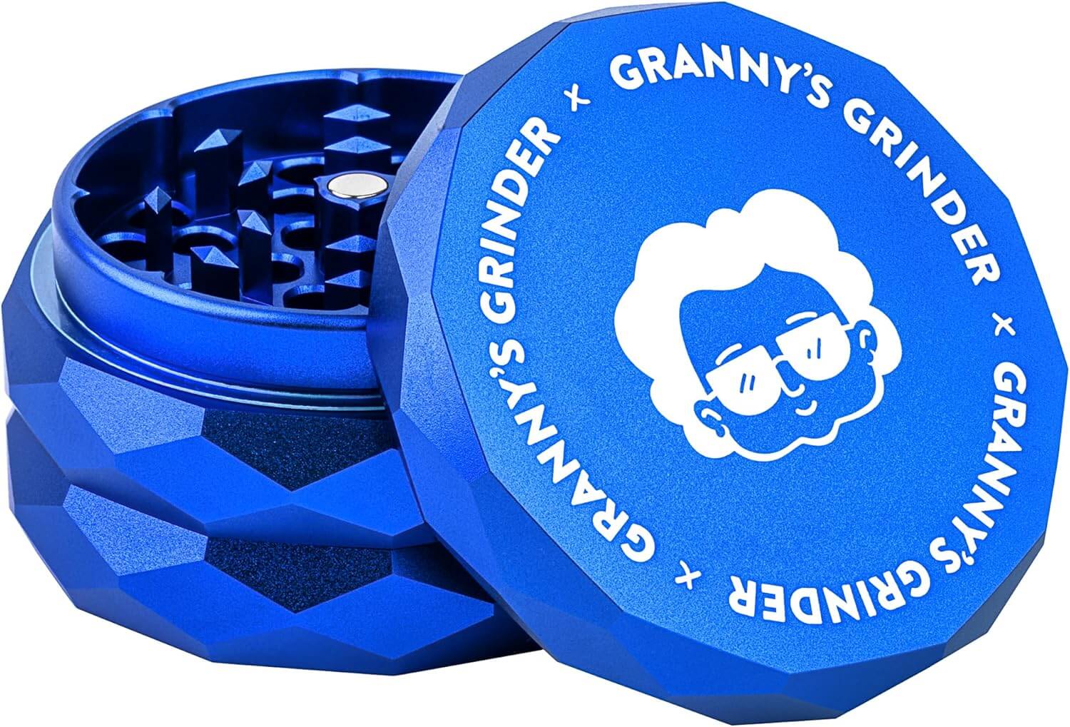 Aluminium Grinder 63 mm – Lila, 4-teilig mit Pollensieb - Grannys Weed