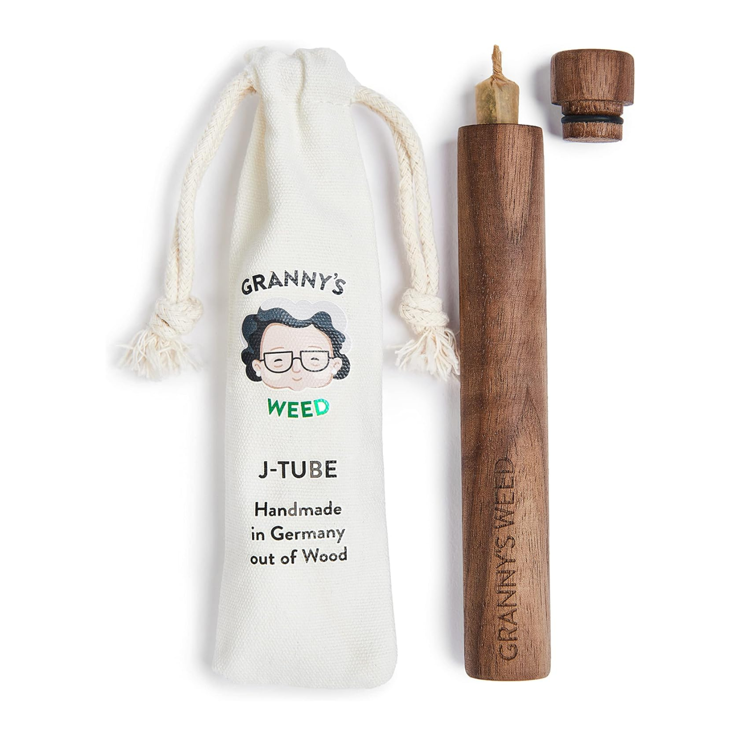 Granny's Premium Joint-Hülle aus Walnussholz – 14 cm geruchsdichtes Design - Grannys Weed mit Baumwolle Joint Tube Hülse