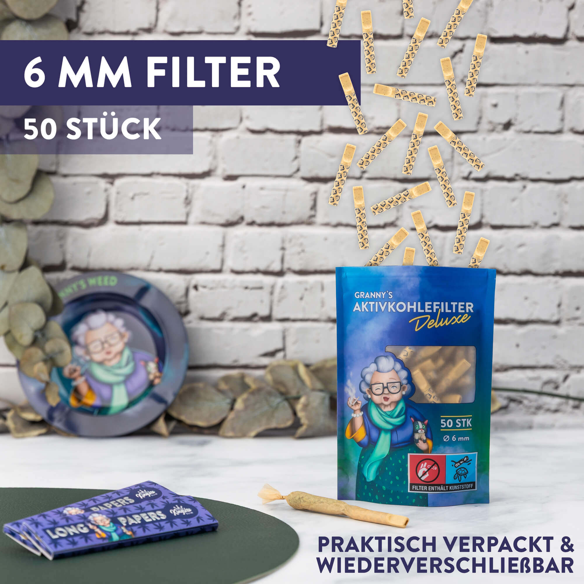 Granny’s Hybrid Aktivkohlefilter Deluxe – 6 mm, 50 Stück