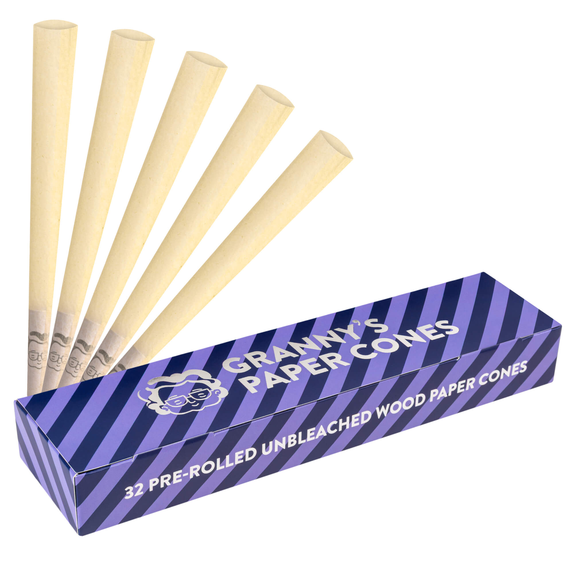 Granny's King Size Paper Cones | Vorgedrehte Joint Hülsen mit Filter aus Zellstoff | Lila - Grannys Weed