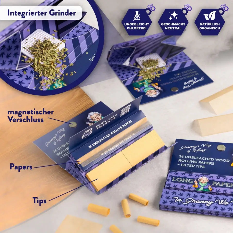Granny's Papers – mit Filtertips, Grinder Card & Mische-Fach
