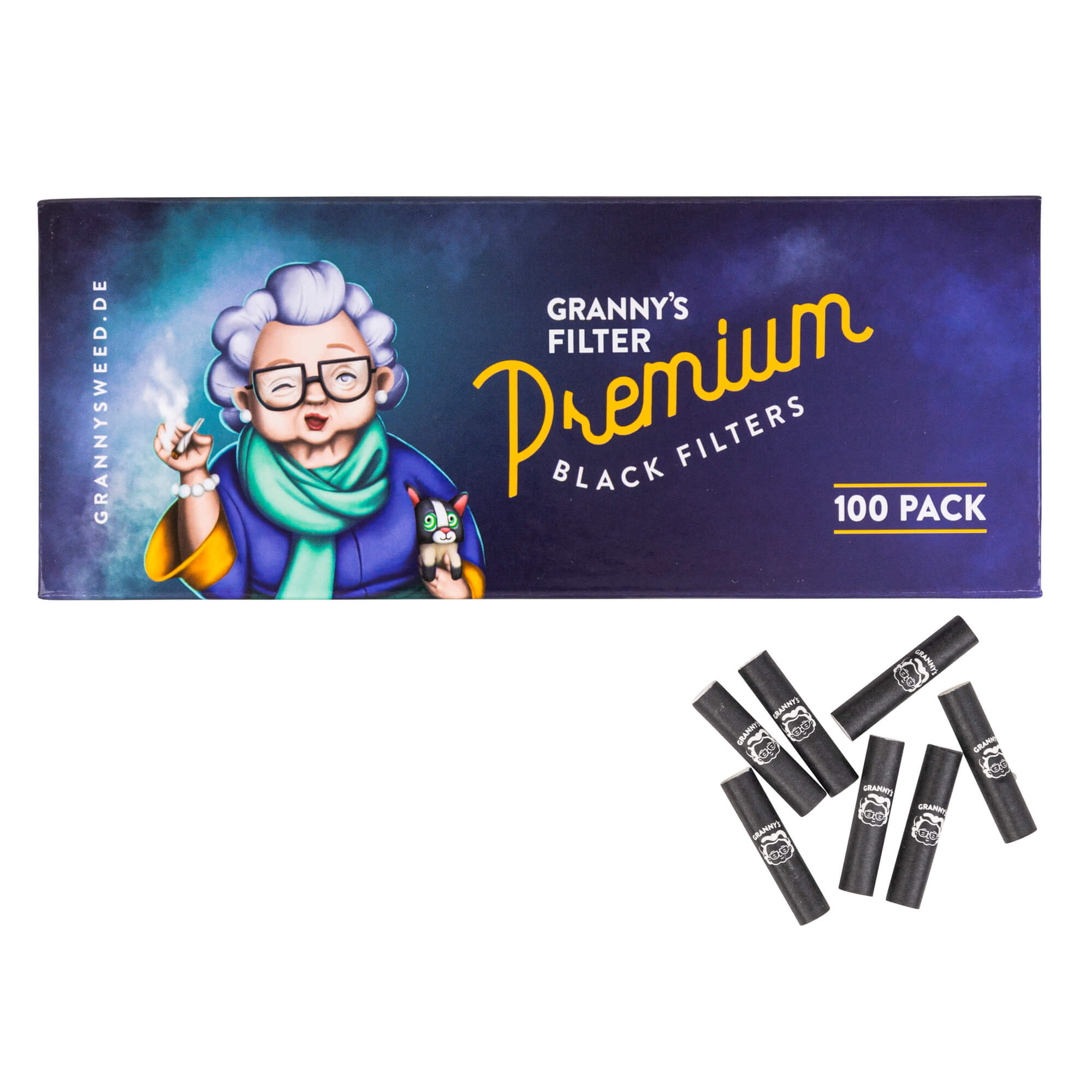 Slim Aktivkohlefilter 5,9 mm & 2 Hanf Long Papers – 50 Stück Set - Grannys Weed