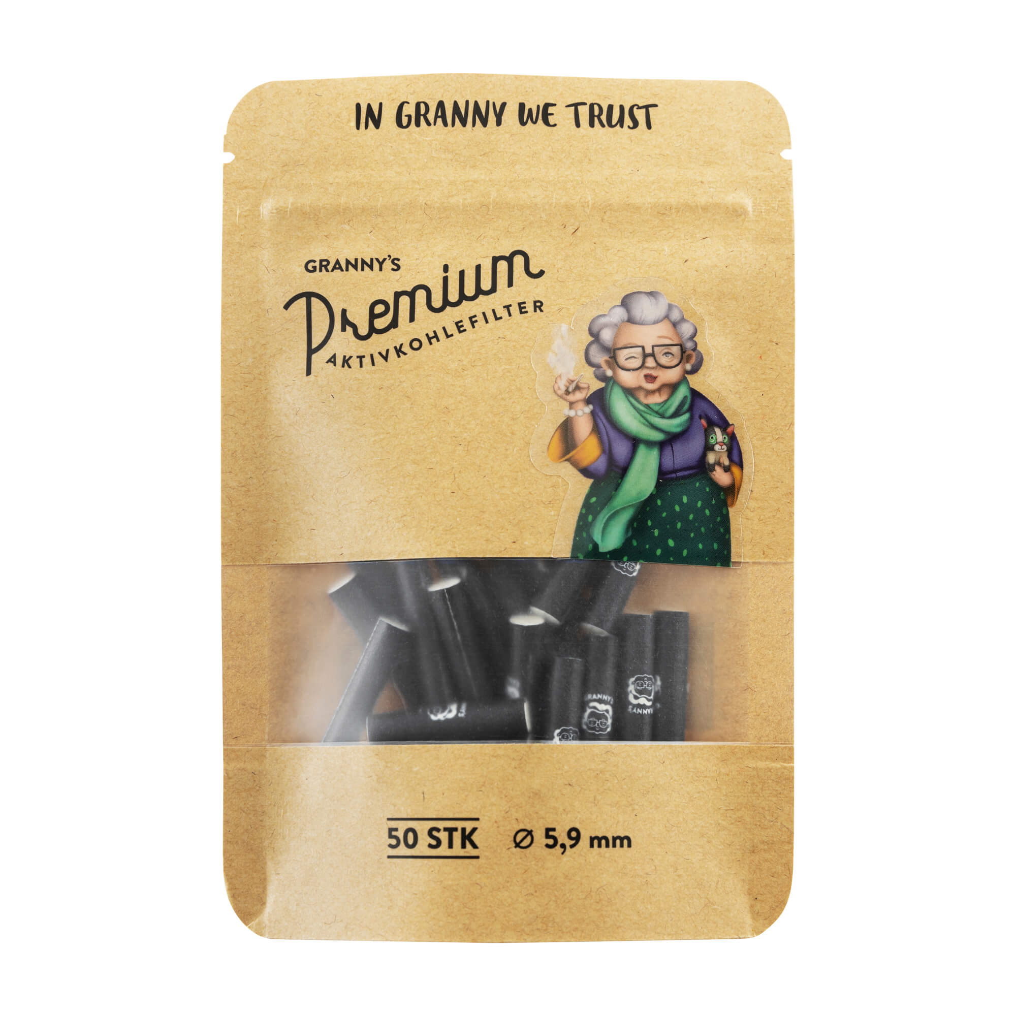 Slim Aktivkohlefilter 5,9 mm & 2 Hanf Long Papers – 50 Stück Set - Grannys Weed