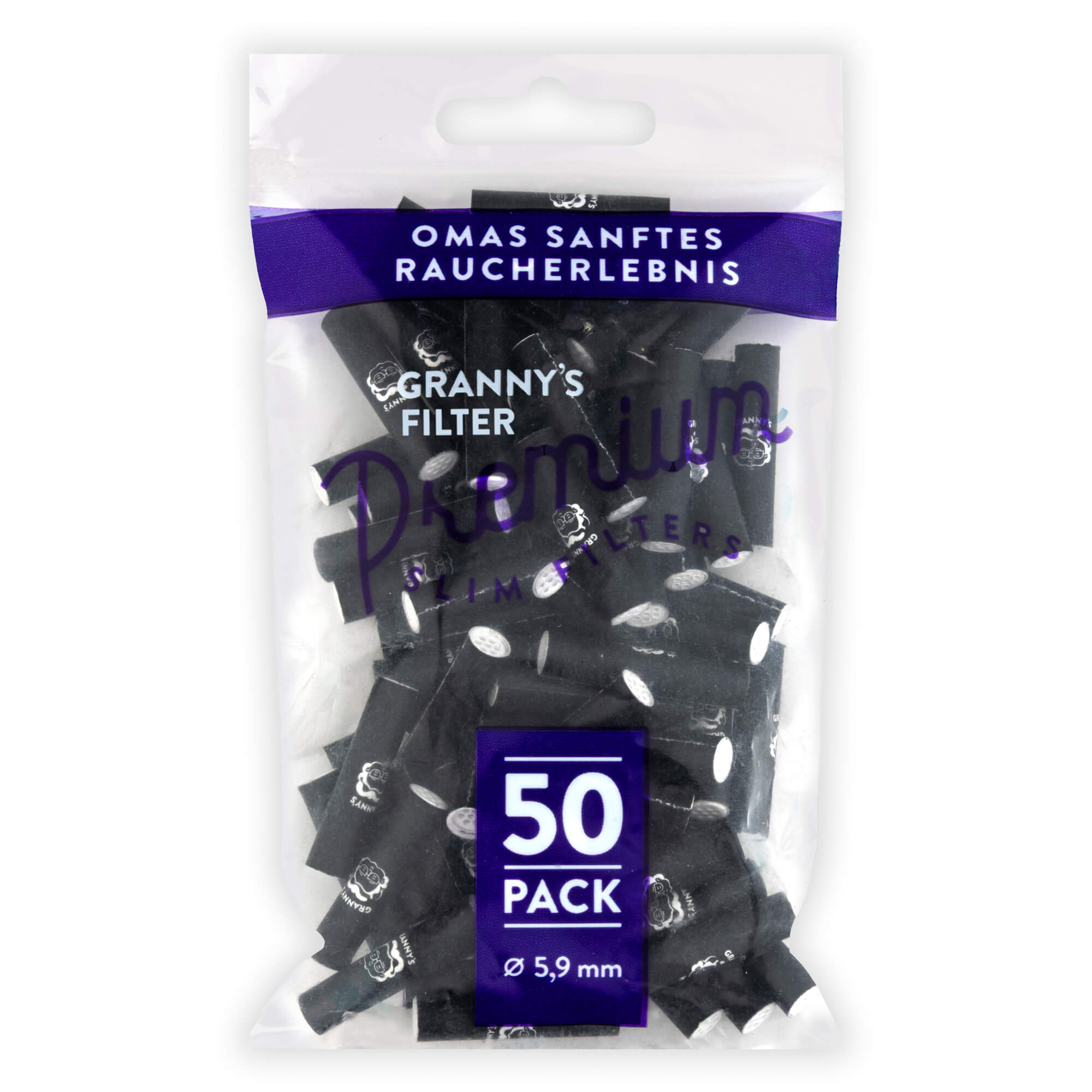 Slim Aktivkohlefilter 5,9 mm & 2 Hanf Long Papers – 50 Stück Set - Grannys Weed