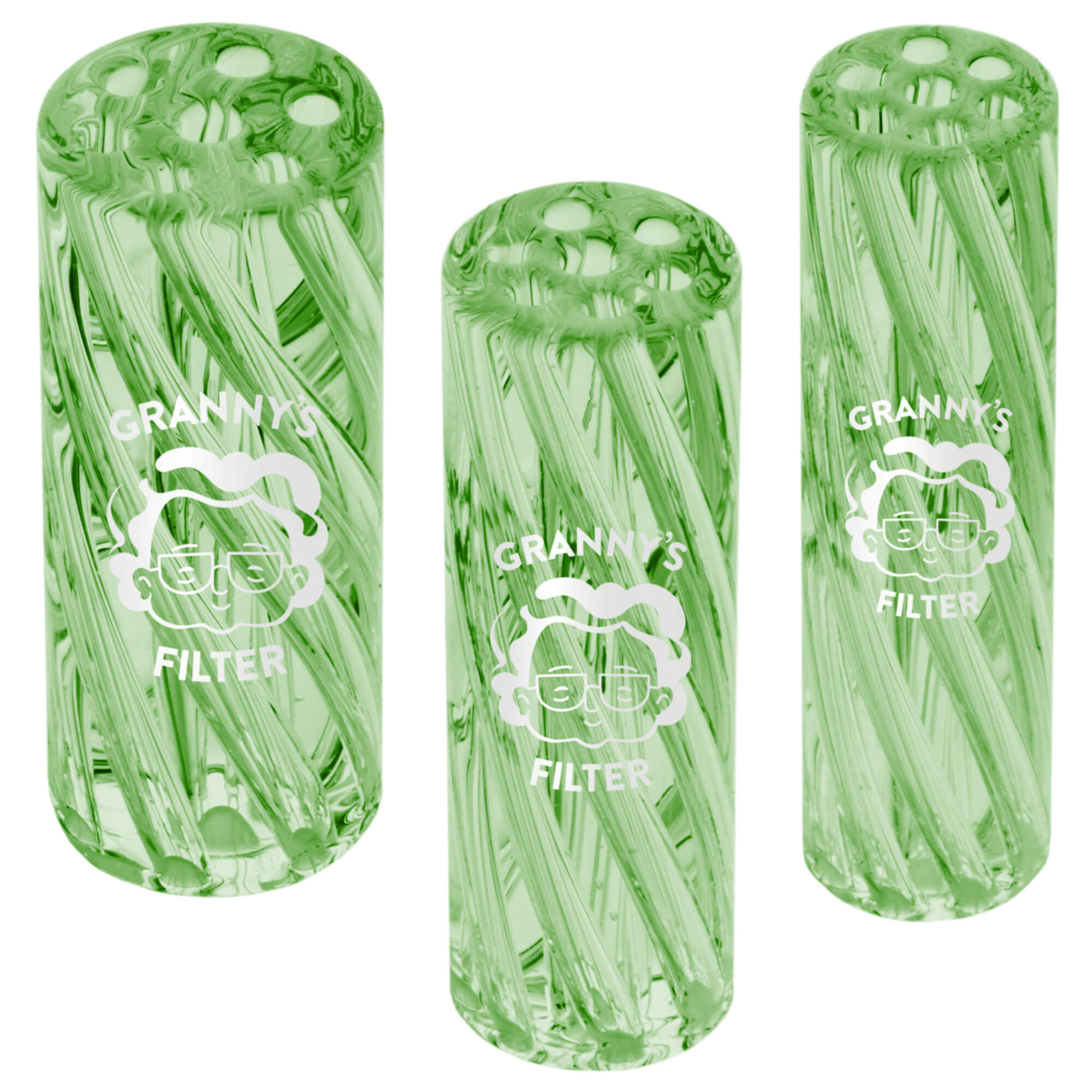Glas Tips Filter Set 8/10/12 mm in Hellgrün – 3 Größen