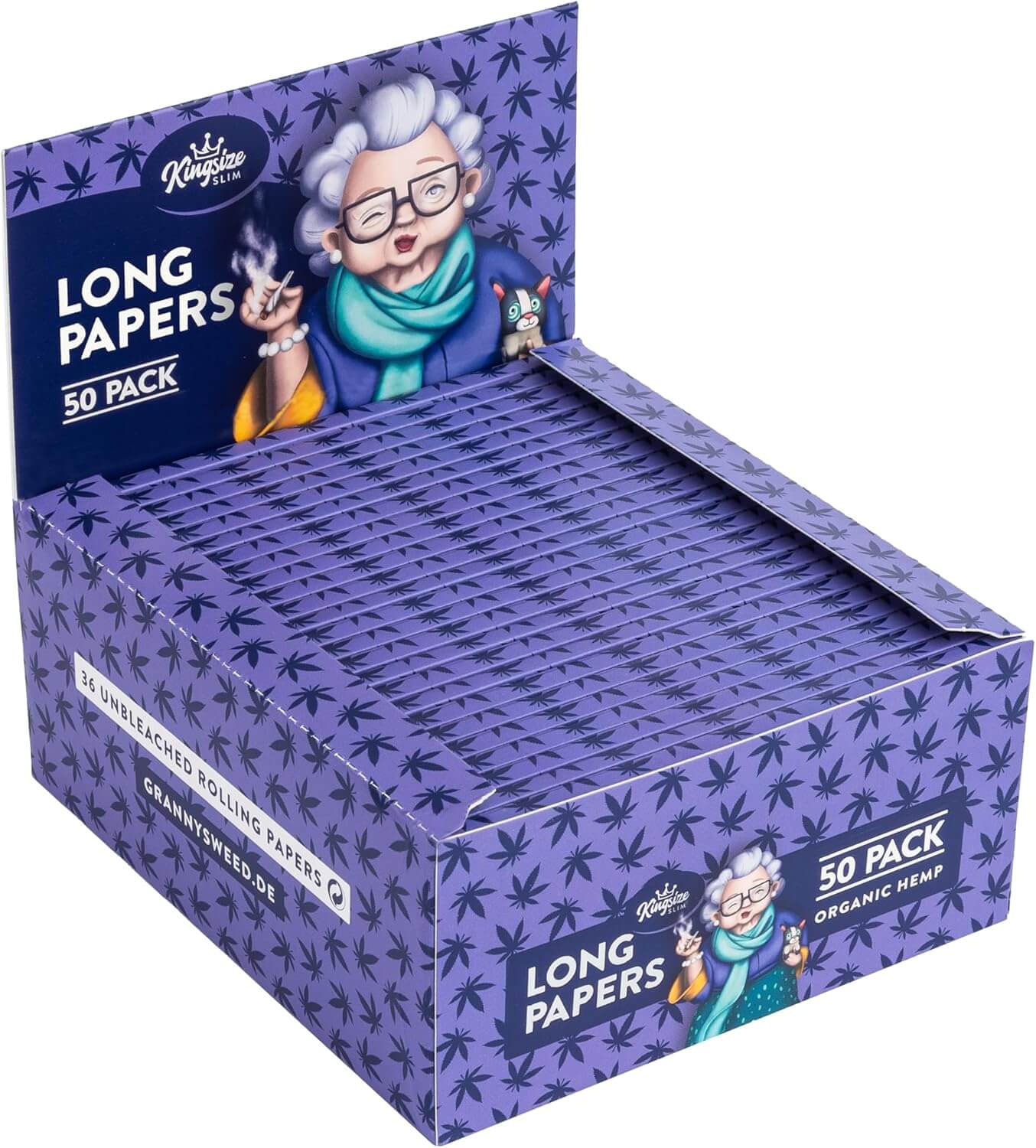Granny's Long Papers Displaybox – 50 Packungen aus Bio-Hanf