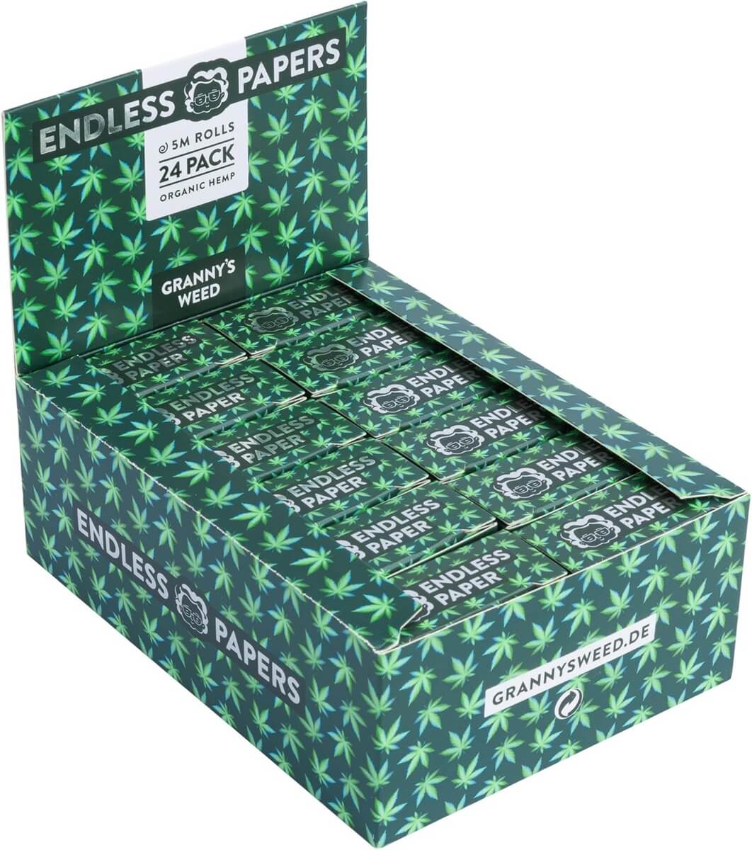 Granny’s Long Papers 50 Pack aus Bio-Hanf – ungebleichtes Kingsize Slim Paper im praktischen Displaykarton