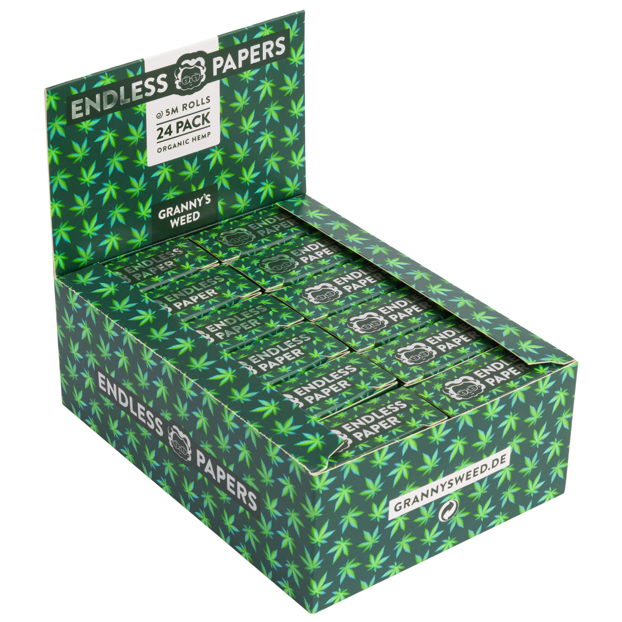 Granny's Organic Hanf Endless Papers für Joints – 5 Meter Rolle, 45 mm breit - Grannys Weed