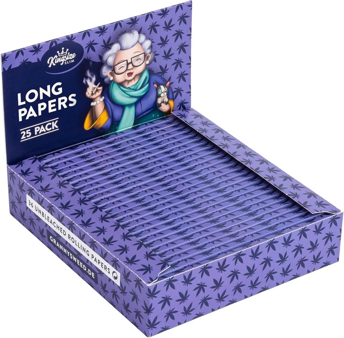 Granny's Long Papers Purple Design mit Filtertips – 4er Packung