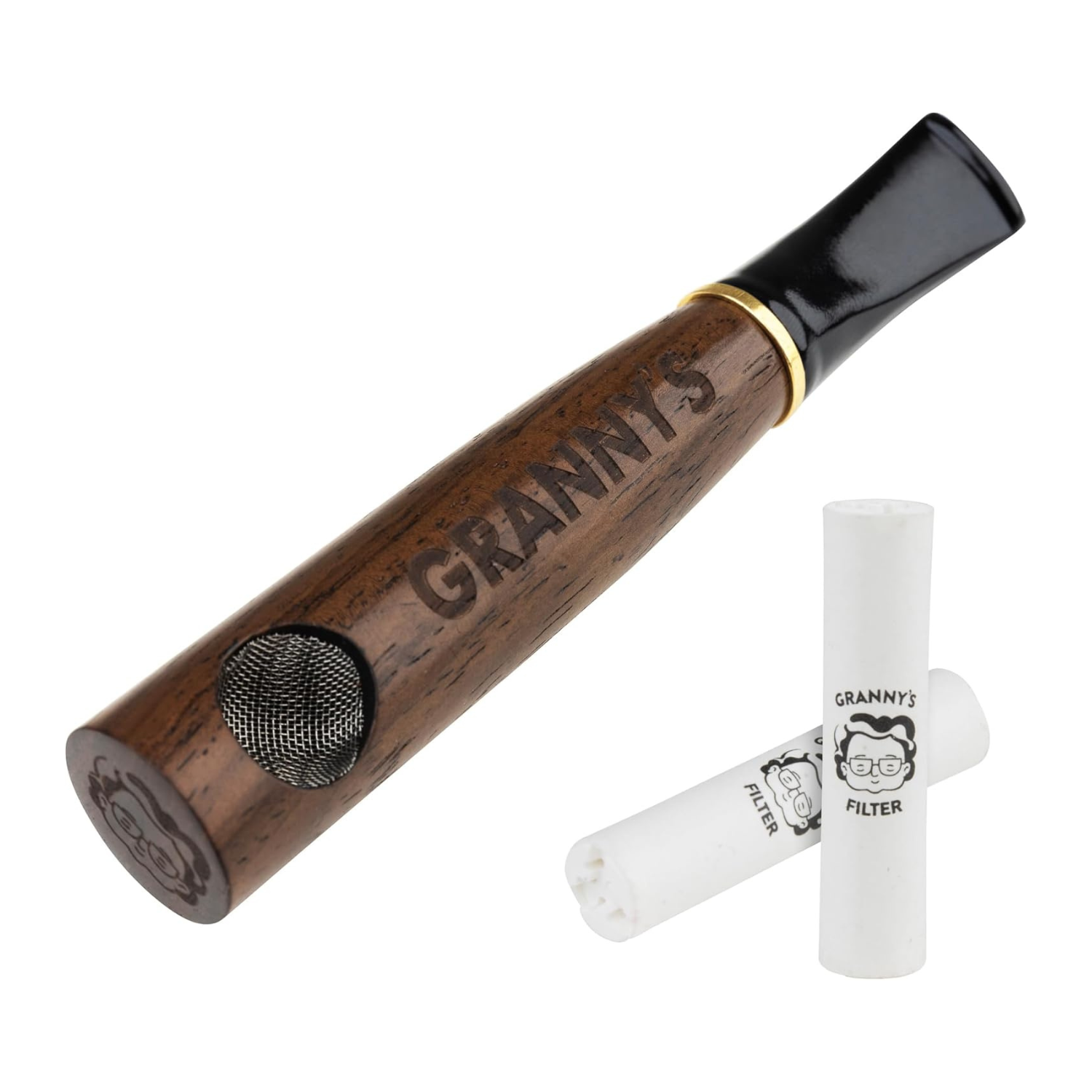 Granny's Premium Holzpfeife & Purpfeife mit 9mm Aktivkohlefilter - Grannys Weed