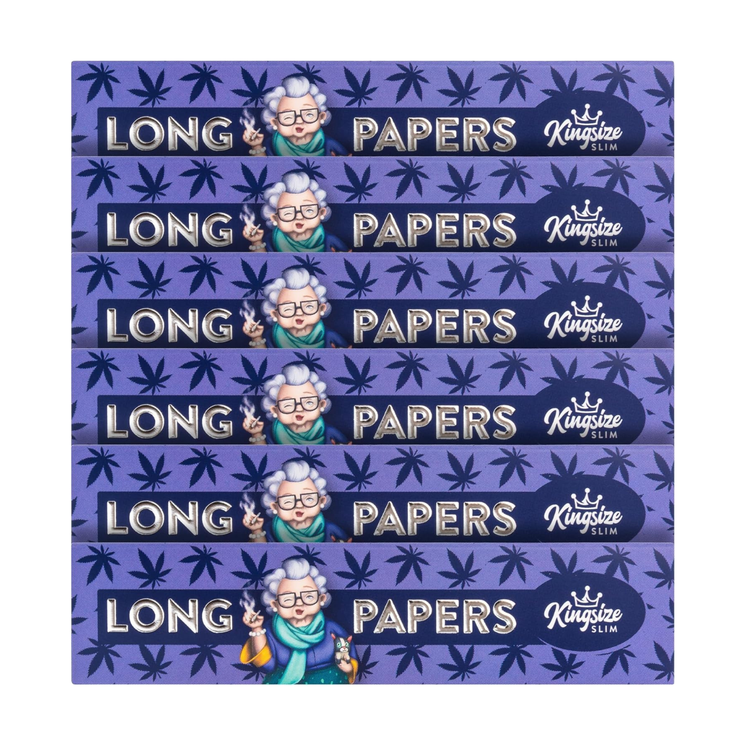 6x Granny's® new unbleached Slim Long Papers in Lila | 108 x 45 mm | 36 Blatt ungebleicht | King Size | OmasRawpapers | Zellstoff Long Papers